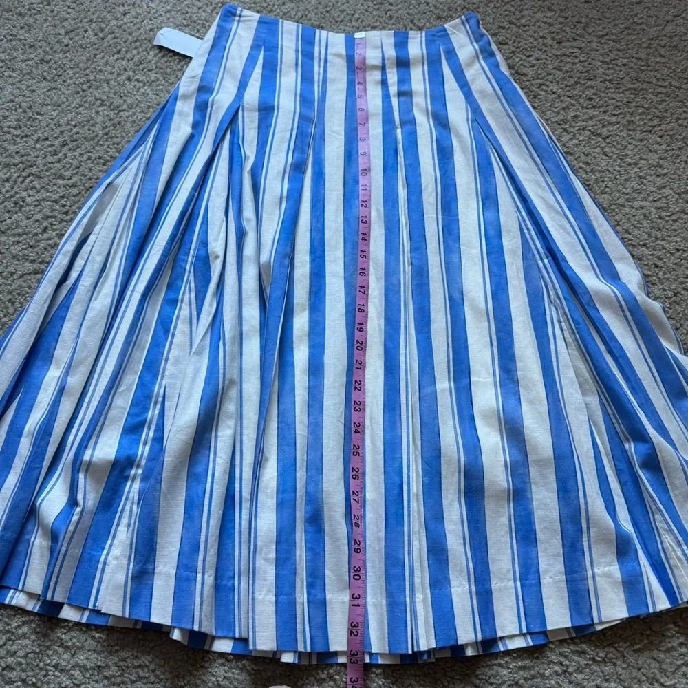 Mestiza New York Seville Midi Skirt Sz 12 Santorini Stripe Linen Blend NWT - Picture 9 of 12